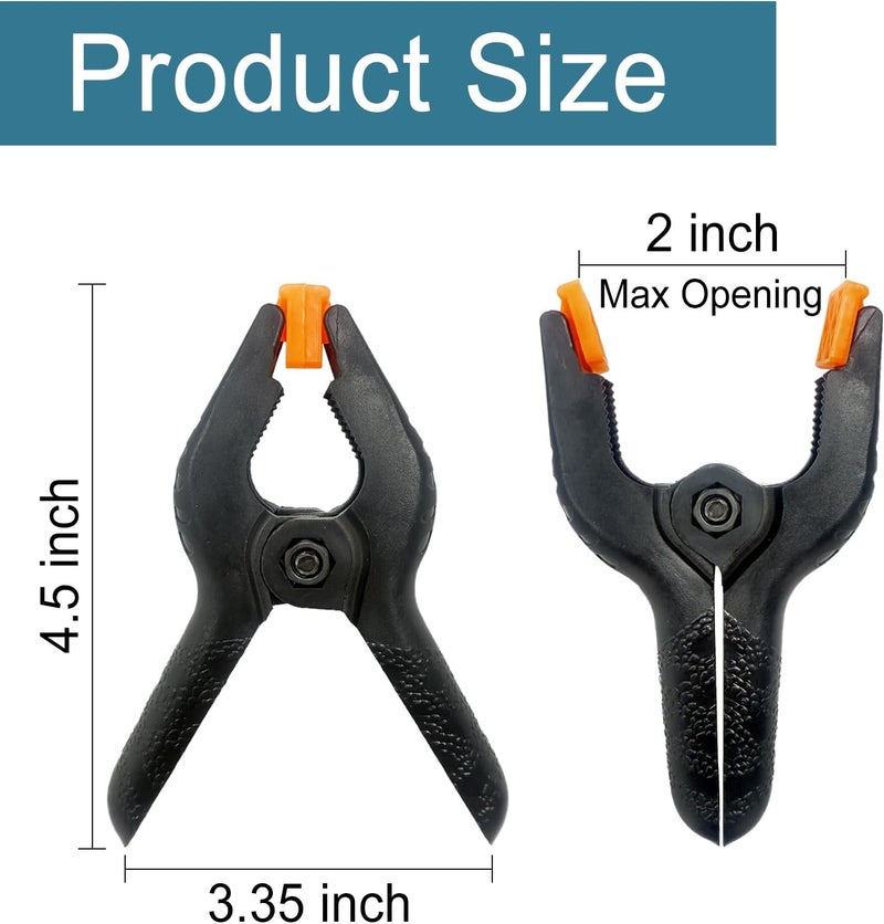 Aphila 10 Pack 4.5 Inch Plastic Spring Clamps, Black Heavy Duty Clips, Spring Clamps for Balloon Arch, Backdrop Stand, Banner, Woodworking, Photography, Crafts, Garland Clips, Medium Clamp with Soft Tips - Image 2